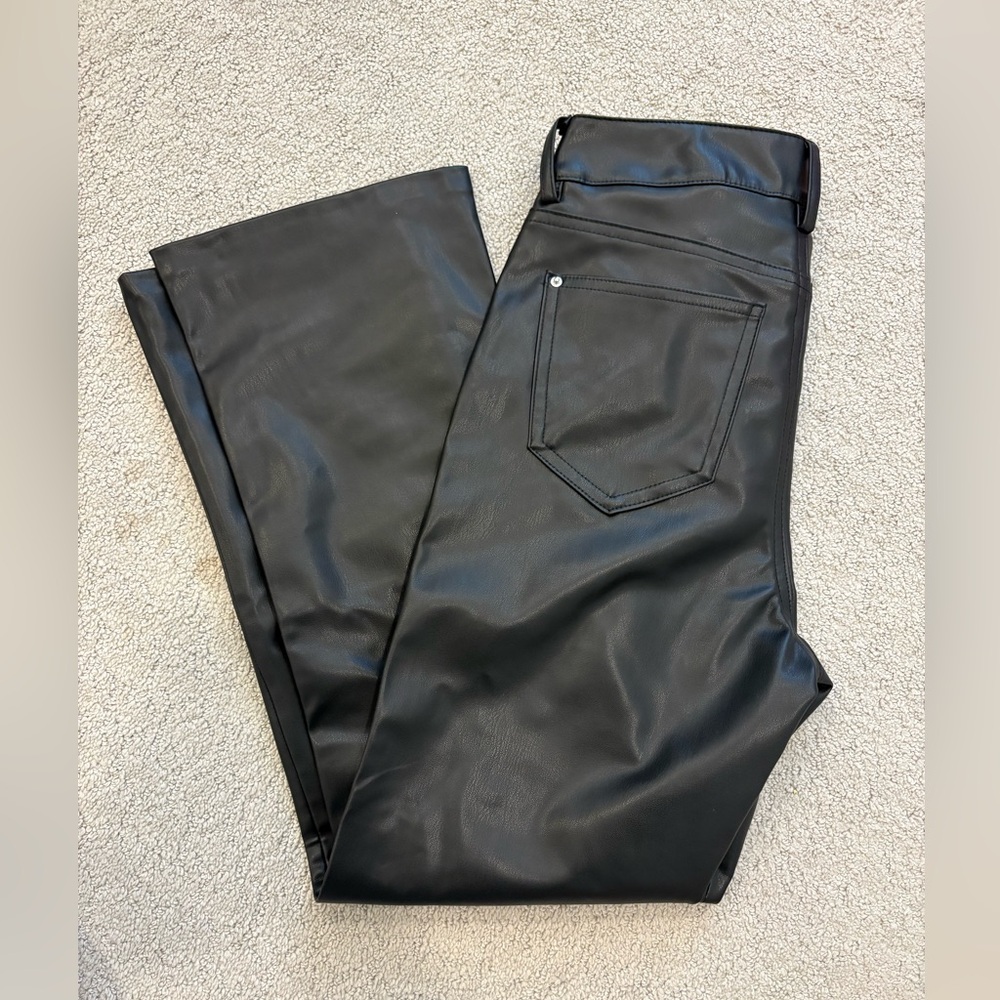 Zara Black Faux Leather Boot Cut Pants